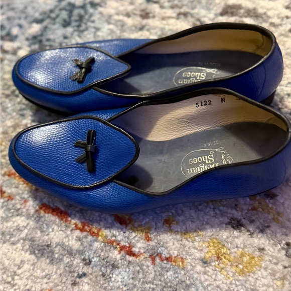 Blue Leather Travellete  Loafers Belgian Shoes - Picture 2 of 5